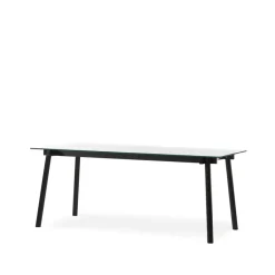 Table à manger Corners, chêne lasuré noir, verre