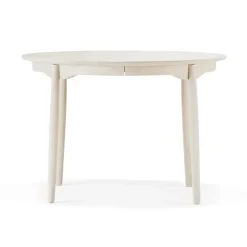 Table à manger divisible Carl Ø115 cm, Bouleau huilé blanc