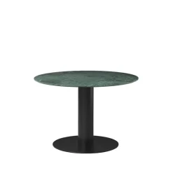 Table à manger Gubi 2.0, marble green, ø110, structure noire
