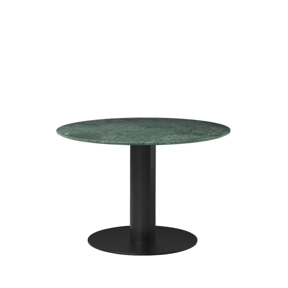 Table à manger Gubi 2.0, marble green, ø110, structure noire