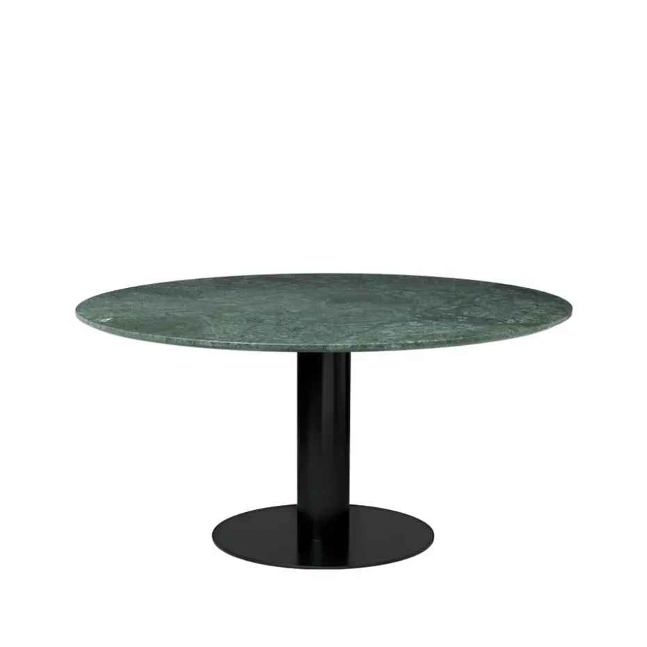 Table à manger Gubi 2.0, marble green, ø150, structure noire