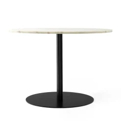 Table à manger Harbour Column, marble offwhite, ø105 cm, structure noire