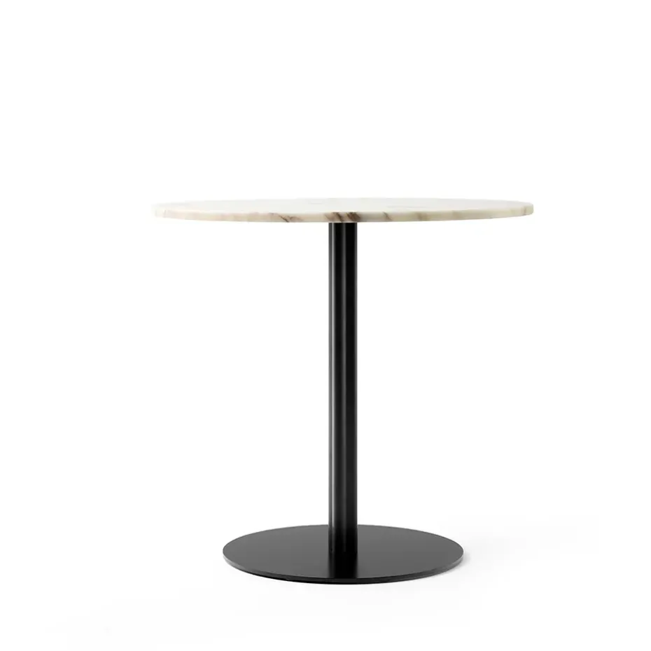 Table à manger Harbour Column, Marble off white-structure noire, Ø80 cm