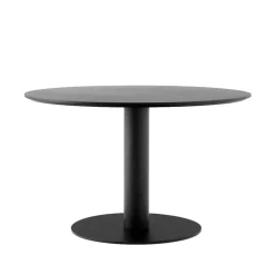 Table à manger In Between SK12, chêne laqué noir, structure en métal noir mat
