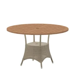 Table à manger Lansing Ø120 cm, Teak-weave taupe