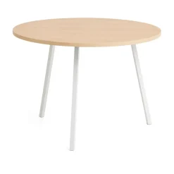 Table à manger Loop Stand Ø105 cm, White-clear lacq. oak