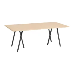 Table à manger Loop Stand incl. support 92,5x200 cm, Black-clear lacq. oak