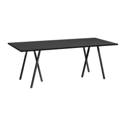 Table à manger Loop Stand incl. support 92,5x200 cm, Black-black linoleum-black ash