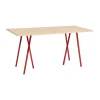 Table à manger Loop Stand incl. support 92,5x200 cm, Maroon red-clear lacq. oak