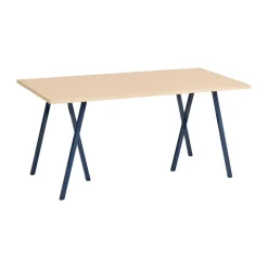 Table à manger Loop Stand incl. support 77,5x160 cm, Deep blue-clear lacq. oak