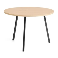 Table à manger Loop Stand Ø105 cm, Black-clear lacq. oak