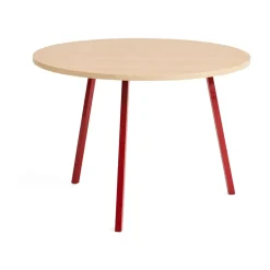 Table à manger Loop Stand Ø105 cm, Maroon red-clear lacq. oak