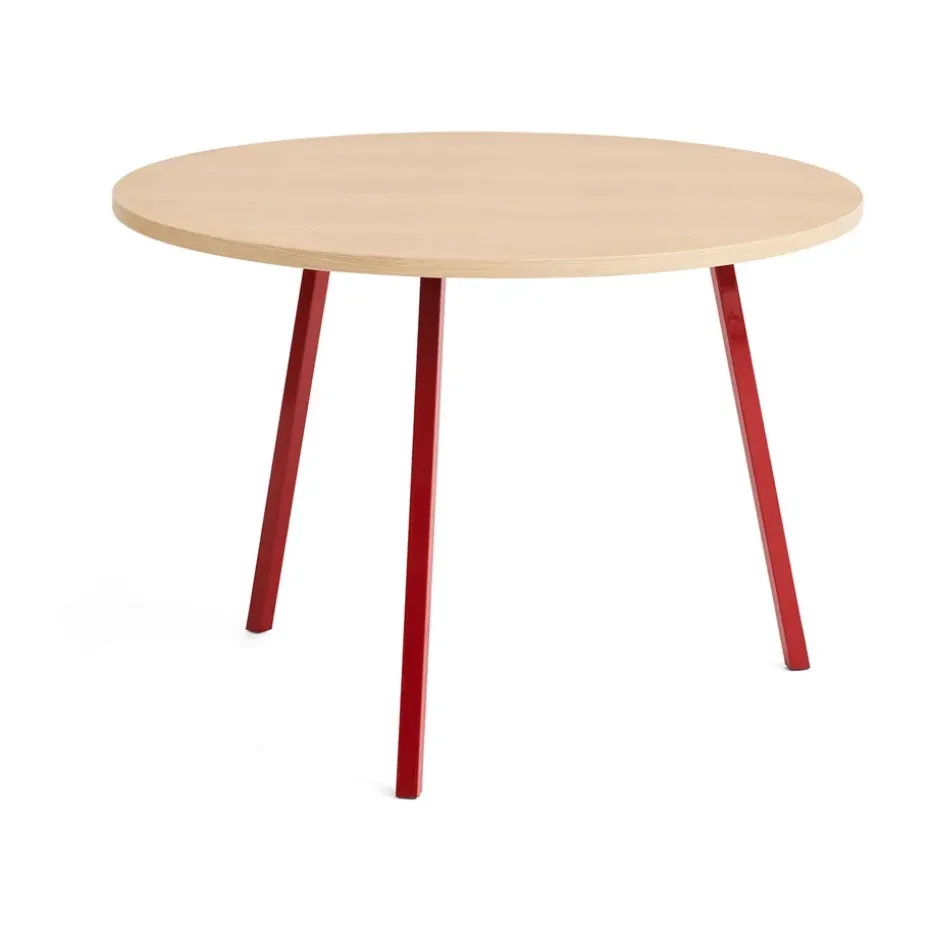 Table à manger Loop Stand Ø105 cm, Maroon red-clear lacq. oak