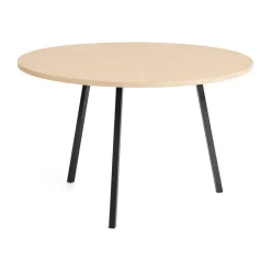 Table à manger Loop Stand Ø120 cm, Black-clear lacq. oak