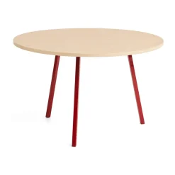Table à manger Loop Stand Ø120 cm, Maroon red-clear lacq. oak