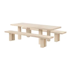 Table à manger Max avec bancs 250 cm, Frêne