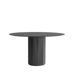 Table à manger Palais Royal, chêne teinté gris foncé, support chêne teinté gris foncé.