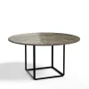 Table à manger ronde Florence, gris du marais marble, ø 145 cm, structure noire