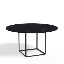 Table à manger ronde Florence, black marquina marble, ø 145 cm, structure noire
