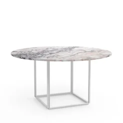 Table à manger ronde Florence, white viola marble, ø 145 cm, structure blanche