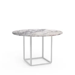 Table à manger ronde Florence, white viola marble, ø 120 cm, structure blanche