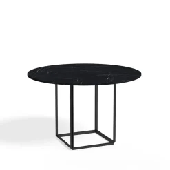 Table à manger ronde Florence, black marquina marble, ø 120 cm, structure noire