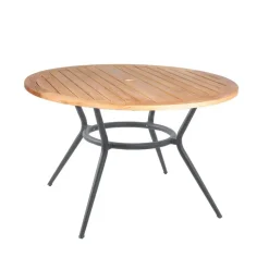 Table à manger ronde Joy, Teck-Light grey Ø120 cm