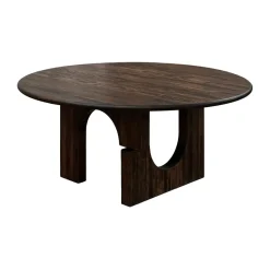 Table à manger Sanders Ø160 cm, Dark stained walnut