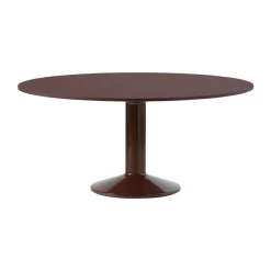 Table à pied central Midst, Dark red linoleum-dark red, Ø160 cm