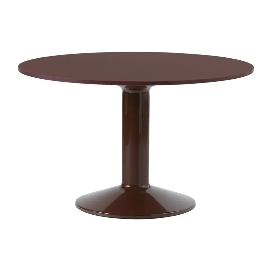 Table à pied central Midst, Dark red linoleum-dark red, Ø120 cm