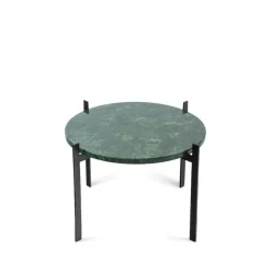 Table à plateau simple, marbre vert, socle noir
