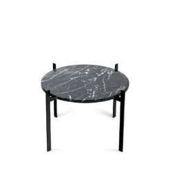 Table à plateau simple, marbre noir, support noir