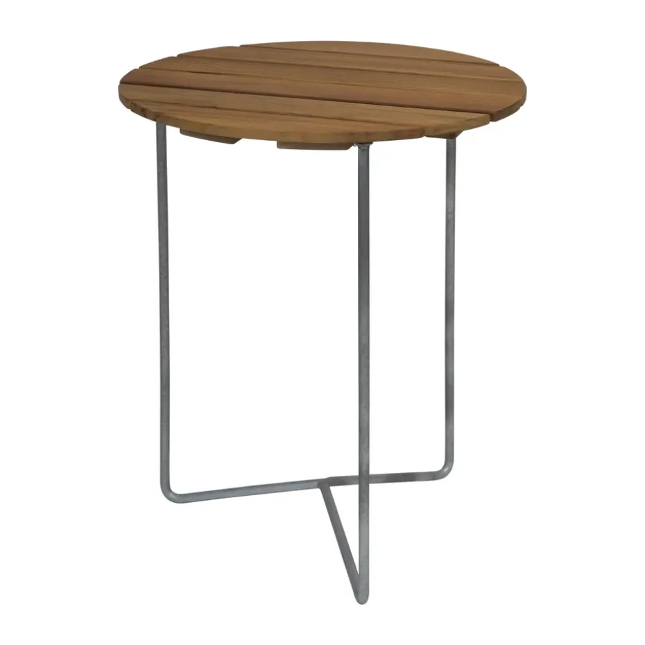 Table 6B, Teck non traité - pieds galvanisés, Ø60 cm