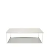 Table basse 11, marbre blanc, structure laquée blanc, plateau en zinc