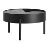 Table basse Arc Ø66 cm, frêne peint noir