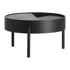 Table basse Arc Ø66 cm, frêne peint noir