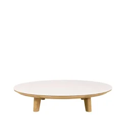 Table basse Aspect, Travertin-teak