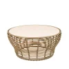 Table basse Basket, Travertin, grand, support tressé naturel