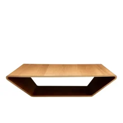 Table basse Brasilia, chêne laqué naturel, 120x120 cm