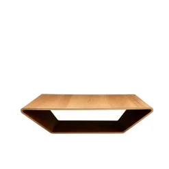 Table basse Brasilia, chêne laqué naturel, 100x100 cm