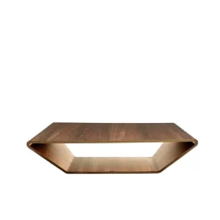 Table basse Brasilia, noyer laqué naturel, 100x100 cm