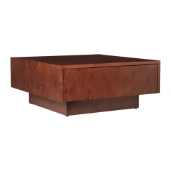 Table basse Burl storage 70x70 cm, Dark stained burl