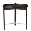 Table basse Compose Ø50 cm avec structure en laiton, Smoked oak