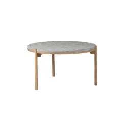 Table basse Dondo chêne blanchi Ø80 cm, Calcaire raboté