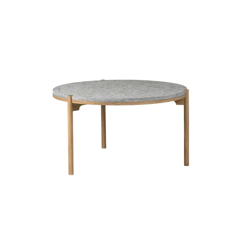 Table basse Dondo chêne blanchi Ø80 cm, Calcaire raboté