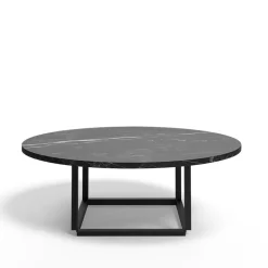 Table basse Florence, black marquina marble, ø 90 cm, structure noire