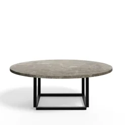 Table basse Florence, gris du marais marble, ø 90 cm, structure noire