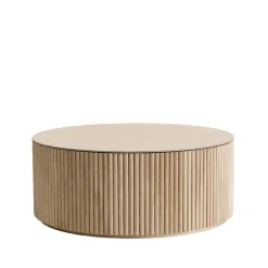 Table basse Grand Palais, chêne teinté blanc (p2), support en chêne teinté blanc