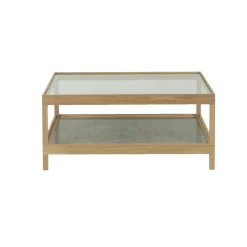 Table basse Ima 90x90 cm, Chêne blanchi pigmenté mat laqué – plateau en calcaire