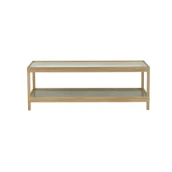 Table basse Ima 125x50 cm, Chêne blanchi pigmenté mat laqué – plateau en calcaire